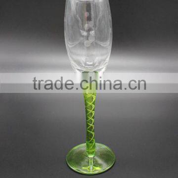 Clear Champagne Glass With Colored Stem