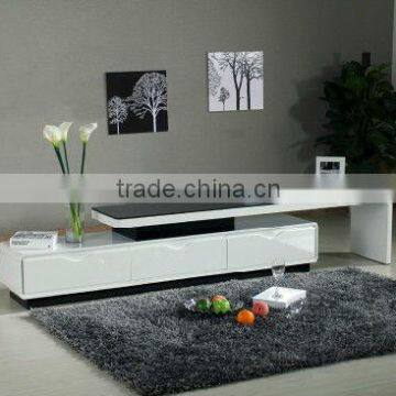 Modern White High Gloss MDF TV Stand With Tempered Glass