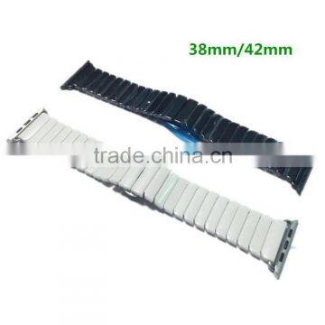 38mm 42mm Ceramic WatchBand Black White watch bracelet For Apple Watch with butterfly buckle