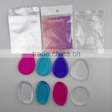 Colorful custom silicone sponge makeup for face 2017 hot soft silisponge with private label pakaging