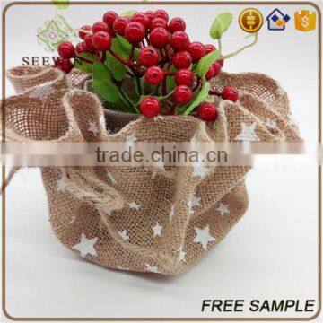 burlap jute material modern flower stand for flower decoration