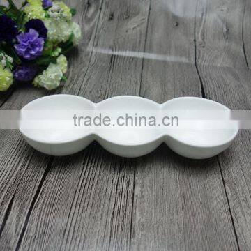 Unique design customized Bulk Stock White Devide Ceramic Round Soup&Salad&Snack Bowl