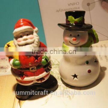 Ceramic 3d Santa Snowman Decoration Christmas Candle Holders photo-2