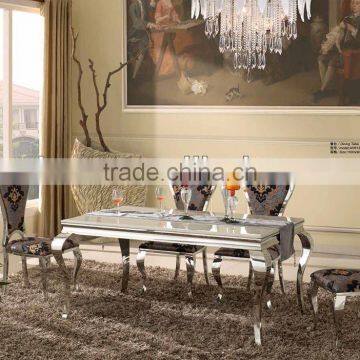 Stylish rectangle glass restaurant table Stainless steel AH6131