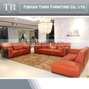 high quality luxury furniture top grain leather sectional sofa set