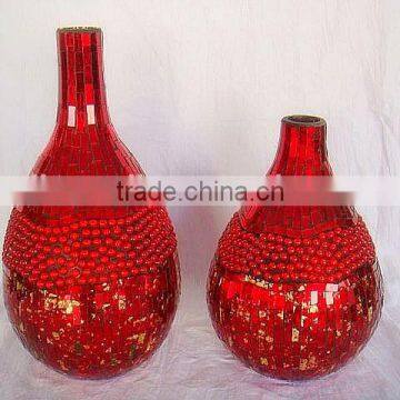 China manufacturer iridescent colored mosaic glass candle holder in serie