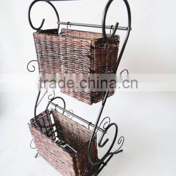 RH-4470 Two Tier Scroll Design Wicker Display Magazine Rack photo-4
