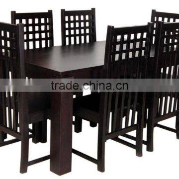 Dark brown wooden dining set with six Chair