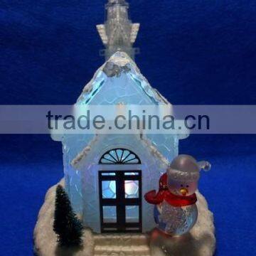 2015Dongguan Acrylic 7inch snow house with LED color-changing Light