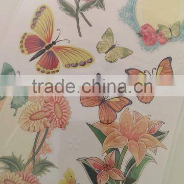 Orange Color Flowers & Butterfly Design Decorative Shinny Glitter Sticker, Graceful Design Decorative Sticker photo-5