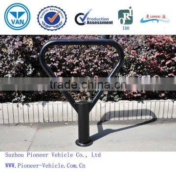 strong and durable two bike triangle bollard bike rack