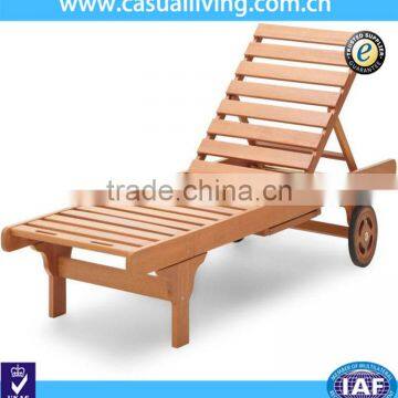 wooden outdoor furniture antique wood sleeping swimming pool lounge chair with wheels