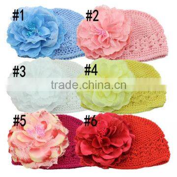 2015 Kid's Winter Big Flower Hats Handmade Knitted Hat Crochet Hat photo-4