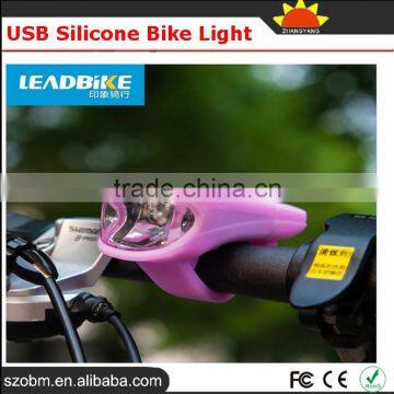 USB Rechargeable Front Headlamp Headlight Silicone Bike Light photo-2