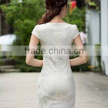 2016 New Style Elegant Chinese Ladies Summer Midi Short Sleeve Cheongsam Dresses photo-2