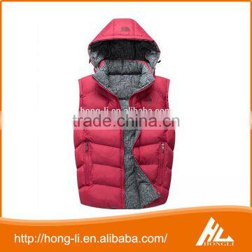 New arrival fashion style super light weight red padded vest with hoodies