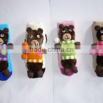 Cute bear animal knitted socks