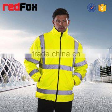 high visibility yellow fleece winter jacket safety reflective