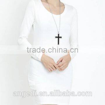 Skinny Fit Women Long Sleeve Home Dress Cotton Korean Stretch Style Long t Shirt photo-2