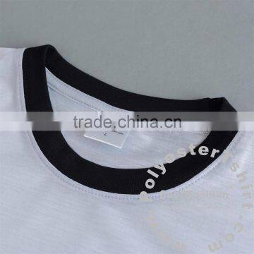 Blank 100% Polyester Ringer T-shirt for Men White Color Black Rib Baseball Tshirt Top Tees Sublimation Print Available photo-2