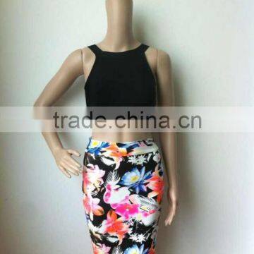 High Quality New 2 Piece Flower Print Bandage Dress Sexy Bodycon Party Party Dress photo-3