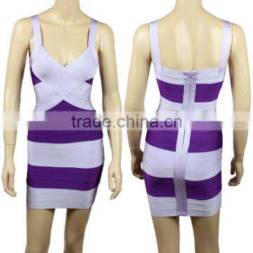 Purple And White Sexy V Neck HL 2014 New Fashion Bandage Dress Celebrity Slim Dresses photo-6