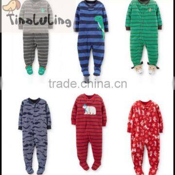 Wholesale 100% cotton boys and girls winter pajamas,kids pajamas with feet