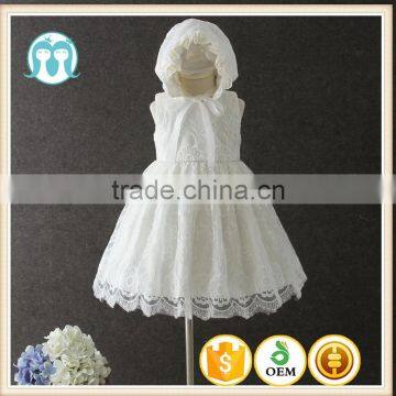 New arrival summer baby clothes White Embroidery Flower Lovely Lace Net 0-2 Years old party dress baby first Communion dresses