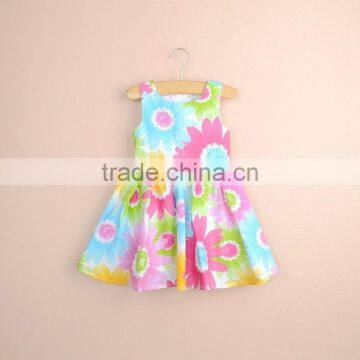 R&H flower layer sleeveless cute breathable girl party wear western dress