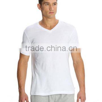 Slim Fit Soft-touch Jersey Mens V-neck Plain White Cotton t Shirt photo-2