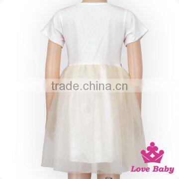 Lovely Children Frocks Designs Plain White Color Short Sleeve Teenage Short Party Tutu Dress