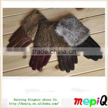 rabbit hair lady fashion sheep leather gloves