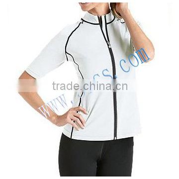 ladies white short sleeve rash jacket