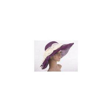 Flower Soft Brim Ladies Tea Party Hats / 56cm Purple Black Tea Party Hats