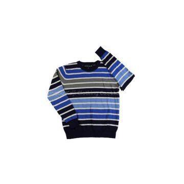 wholesale stock everyday mesh block sweater crewneck striped pullover sweater