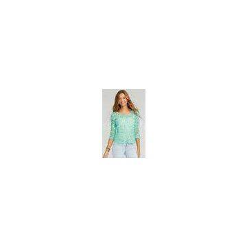 Lace Long Sleeve  Ladies / Womens Shirts Blouses Green / White / Black
