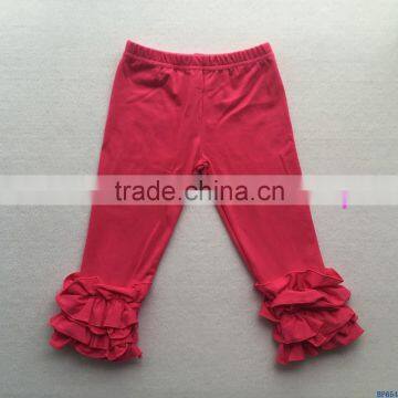 autumn baby boutique trousers long kids ruffle pants girls solid red cotton knitted capri leggings wholesale