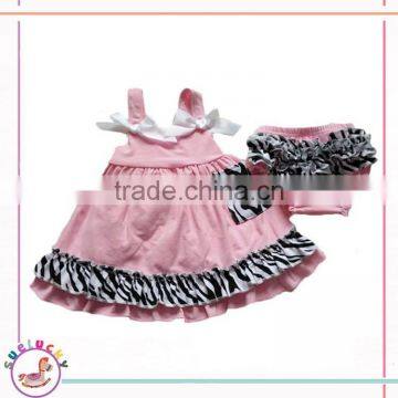 Super Cute Cotton Pink dress and bloomers 2pcs suits toddler clothing boutiques for kids