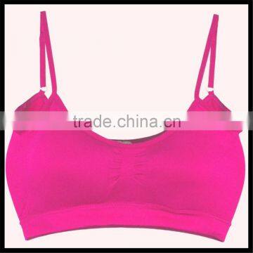 Women's New Seamless pink color Spandex removable padding Cropped Sports Bra Cami Top