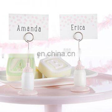 CLASSIC PINK BABY BOTTLE PLACE CARD HOLDER newborn baby shower gifts