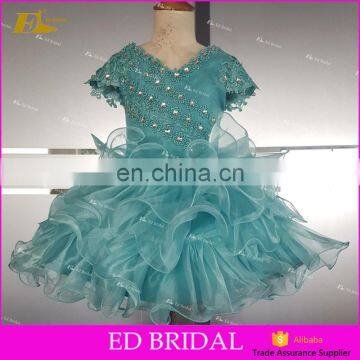 Real Sample Short Lovely Flower Girl Dress With Beads On