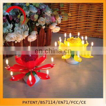 Two layer Music rotating lotus flower candles