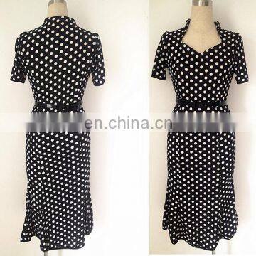 Vintage Polka dot mermaid tail dress cocktail dress for part sweetheart neckline design