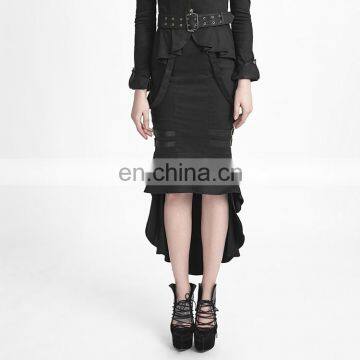 Q-276 Punk Rave Black Military Uniform High-low Fishtail Skirt photo-2