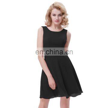 Kate Kasin Sleeveless Round Neck Chiffon A-Line Cheap Summer Dress KK000625-1