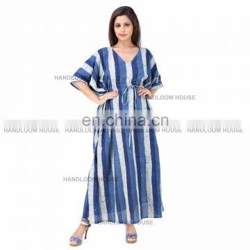 Indian Cotton Women Long Caftan Hippie Boho Maxi Dress Night wear Poncho Kimono