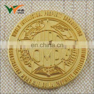 gold plated round commemorative plaque, souvenir metal plate