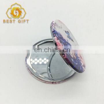 Makeup Round Double Sided Leather Material Custom Metal Mirrors