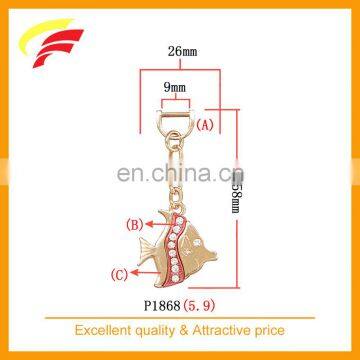 fashion goldfish shaped zinc alloy pendant for belt bag and garment