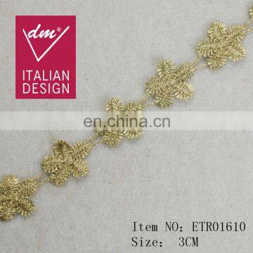 Top hot design fashion flower gold lurex tape for wholesale trim